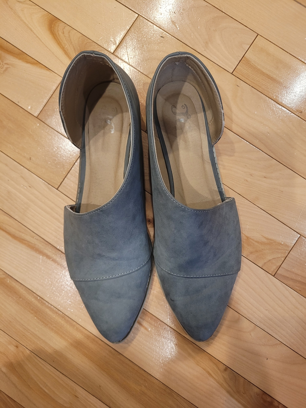JGoods Pointed D'Orsay Flats in Slate Blue